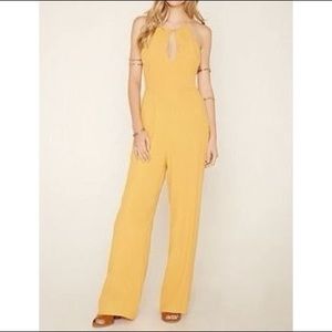 Forever 21 Strappy Back Mustard Yellow Jumpsuit Size Small